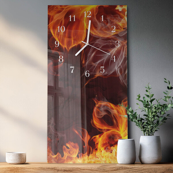 Vertical wall clock Flowers of Fire