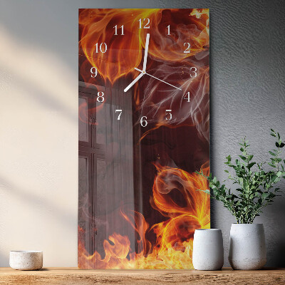 Vertical wall clock Flowers of Fire