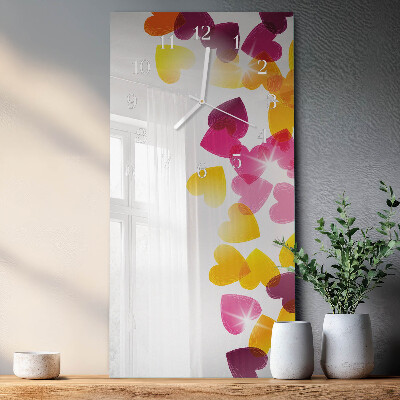Vertical wall clock Colorful Hearts