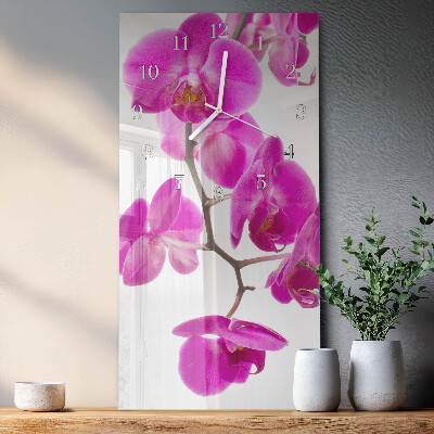 Vertical wall clock Orchids