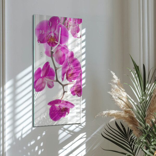 Vertical wall clock Orchids