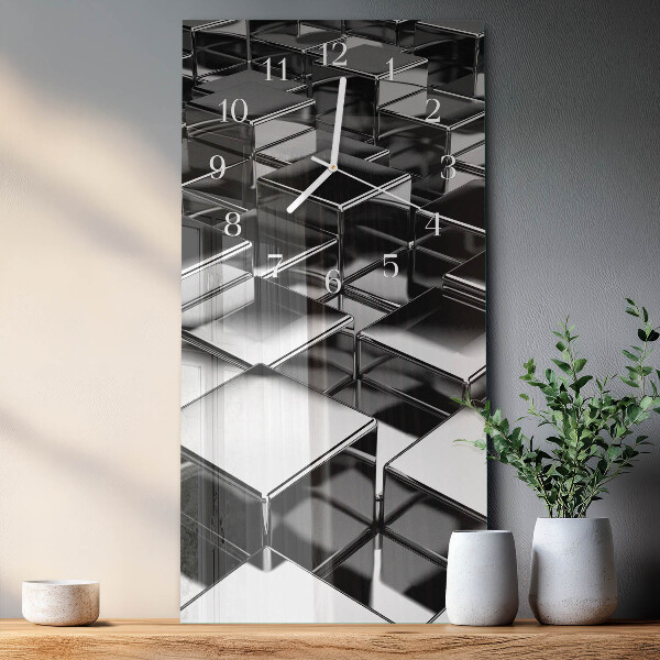 Vertical wall clock Metal Cubes