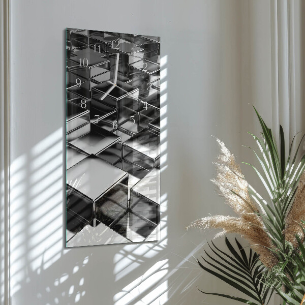 Vertical wall clock Metal Cubes