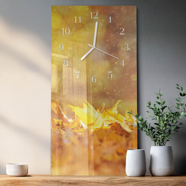 Vertical wall clock Leaves