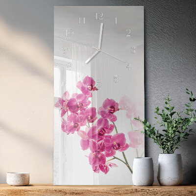 Vertical wall clock Orchids