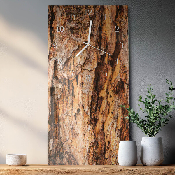 Vertical wall clock Tree Bark