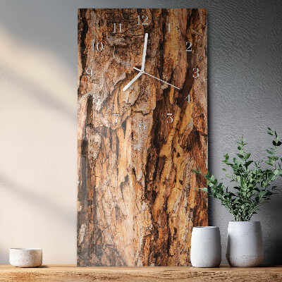 Vertical wall clock Tree Bark