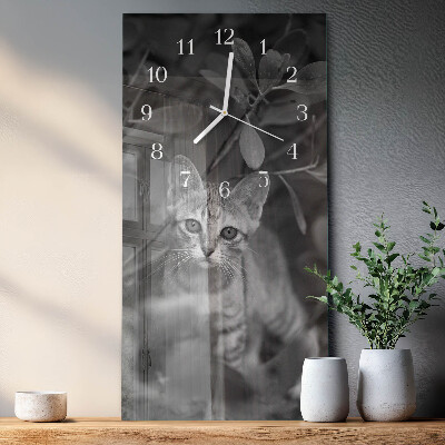 Vertical wall clock Cat
