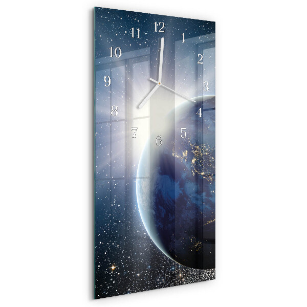 Vertical wall clock Earth Weltall