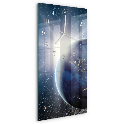 Vertical wall clock Earth Weltall