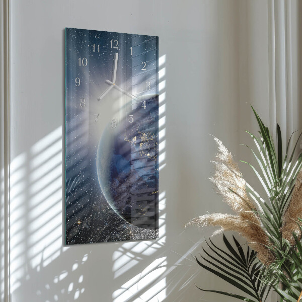 Vertical wall clock Earth Weltall