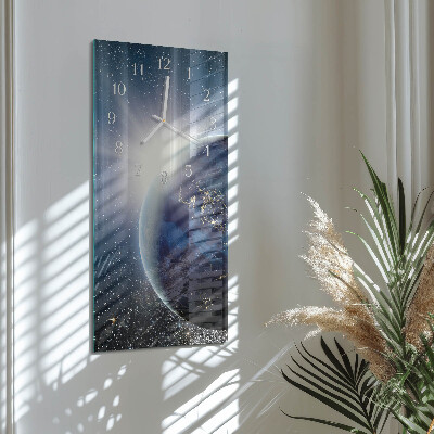 Vertical wall clock Earth Weltall