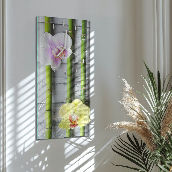 Vertical wall clock Orchid Bamboo