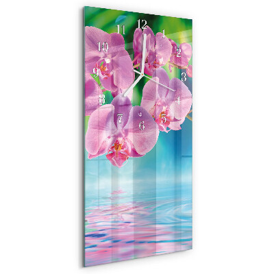 Vertical wall clock Orchids