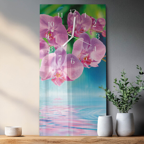Vertical wall clock Orchids