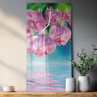 Vertical wall clock Orchids