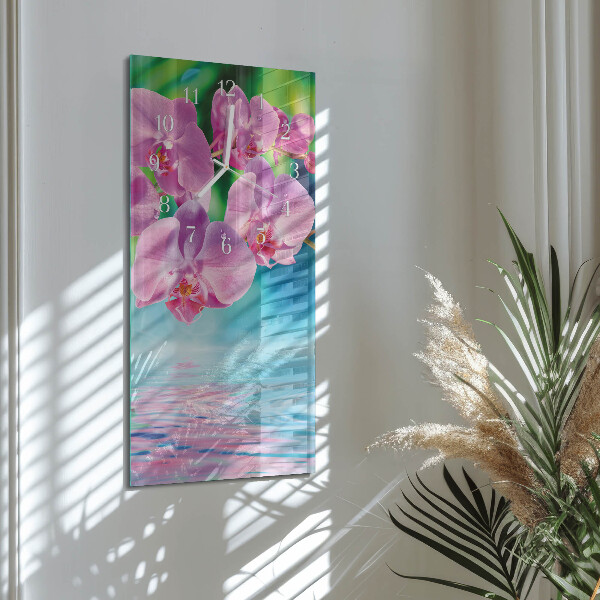 Vertical wall clock Orchids