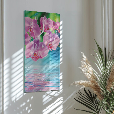 Vertical wall clock Orchids