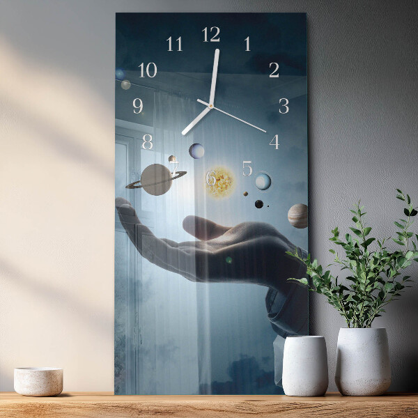 Vertical wall clock Hand of the Planet