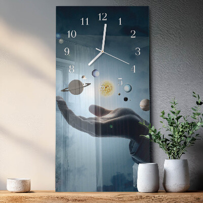 Vertical wall clock Hand of the Planet