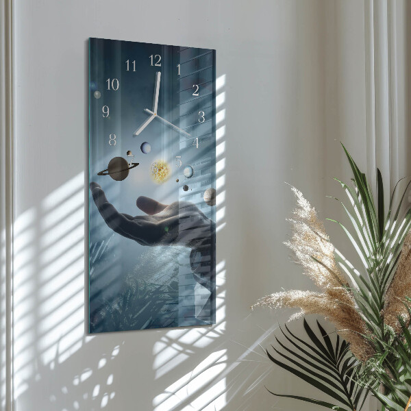 Vertical wall clock Hand of the Planet