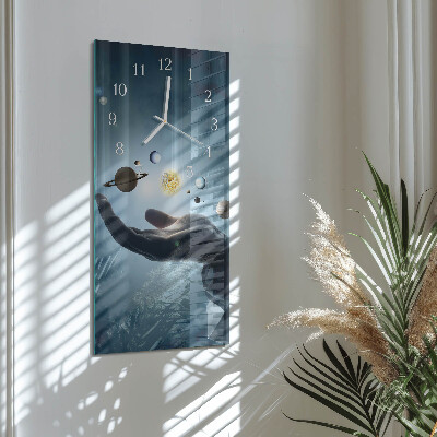 Vertical wall clock Hand of the Planet