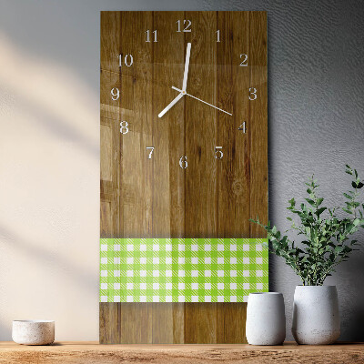 Vertical wall clock Wooden table