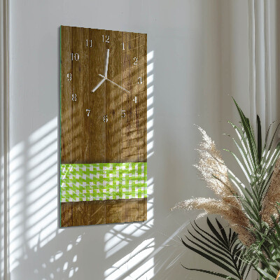Vertical wall clock Wooden table
