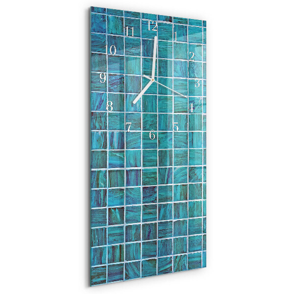 Vertical wall clock Blue Tiles