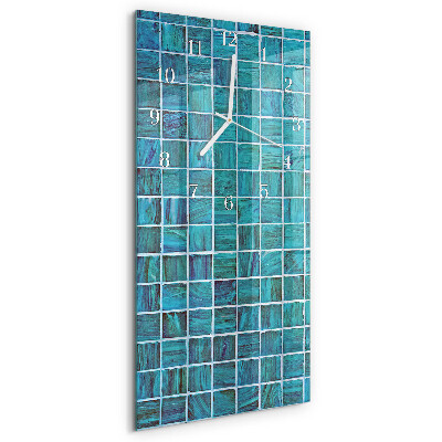 Vertical wall clock Blue Tiles