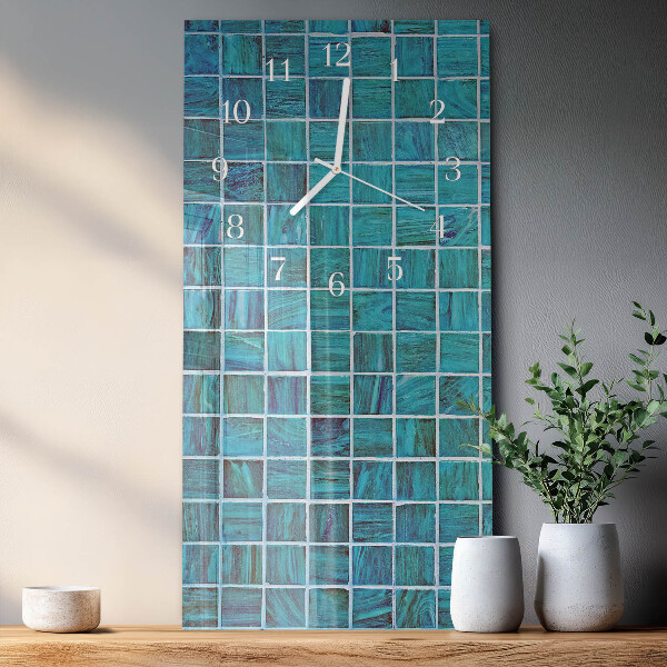 Vertical wall clock Blue Tiles