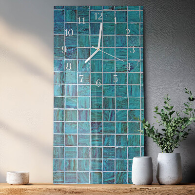 Vertical wall clock Blue Tiles