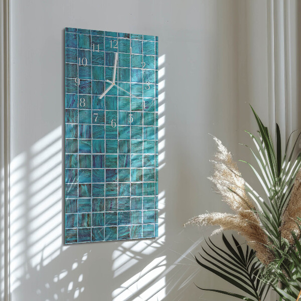 Vertical wall clock Blue Tiles