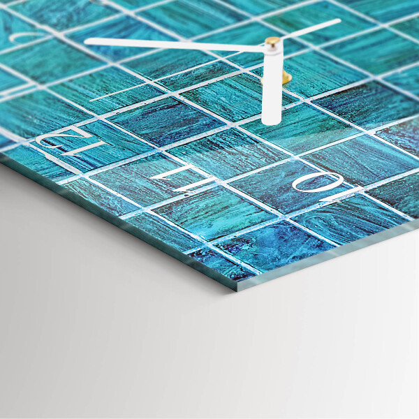 Vertical wall clock Blue Tiles