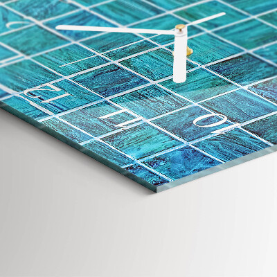 Vertical wall clock Blue Tiles