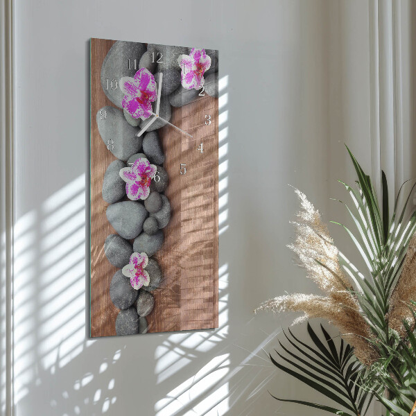 Vertical wall clock Orchid Stones