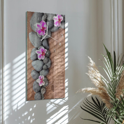 Vertical wall clock Orchid Stones