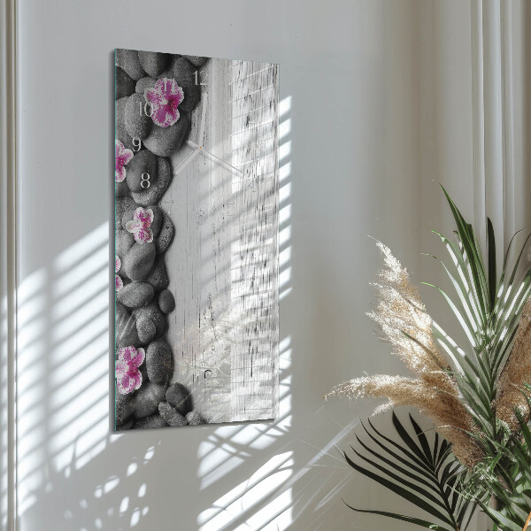 Vertical wall clock Orchid Stones