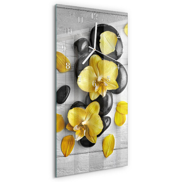 Vertical wall clock Flowers Stones