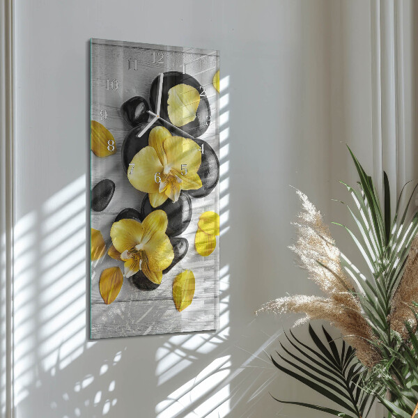 Vertical wall clock Flowers Stones