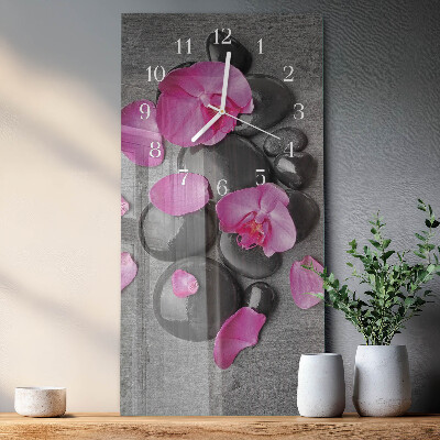 Vertical wall clock Orchid Stones