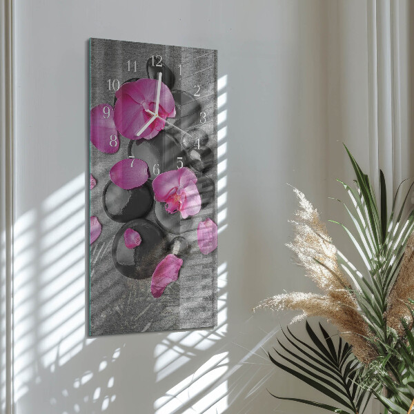 Vertical wall clock Orchid Stones