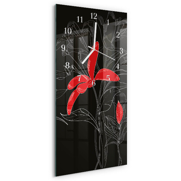 Vertical wall clock Flowers