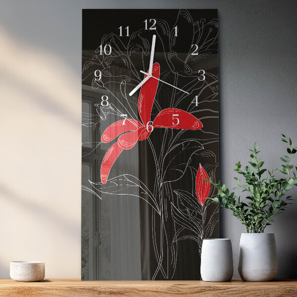 Vertical wall clock Flowers