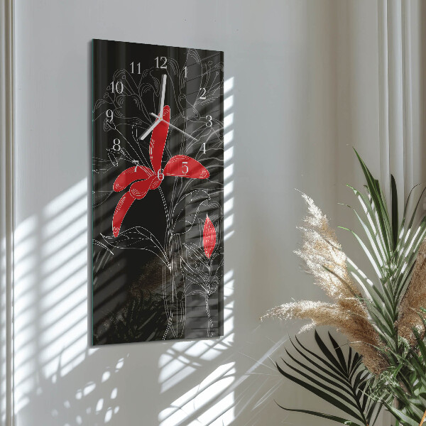 Vertical wall clock Flowers