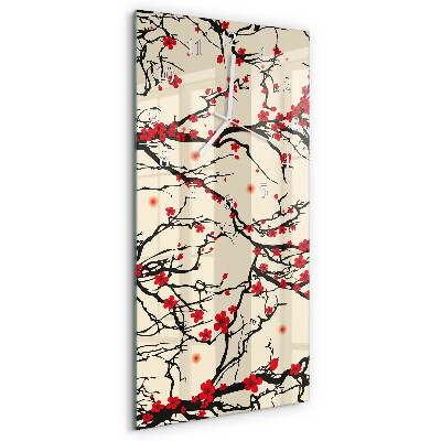 Vertical wall clock Floral pattern
