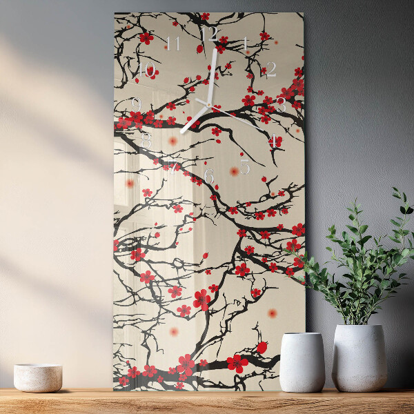 Vertical wall clock Floral pattern