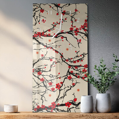 Vertical wall clock Floral pattern
