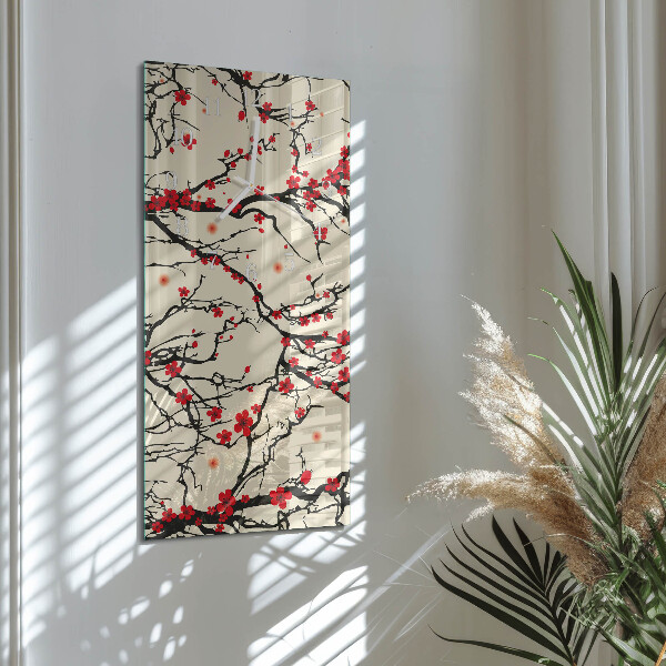 Vertical wall clock Floral pattern