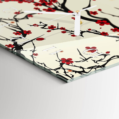 Vertical wall clock Floral pattern